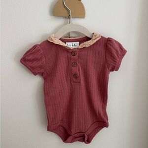 Nicole Miller one piece raspberry colored wooden buttons look